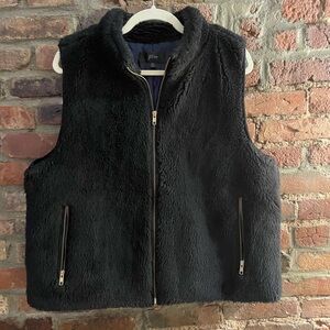 J Crew Faux Fur Black Vest Size XL